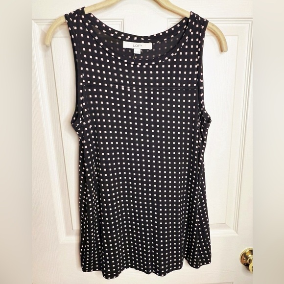 LOFT Tops - LOFT Black and Blush Pink Checkered Tank Top
